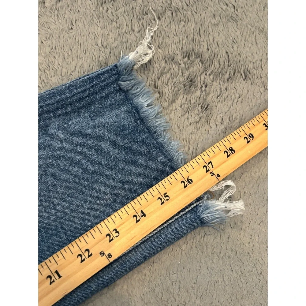Vervet Jeans Womens 29 Straight Leg Distressed Raw Hem Ripped Medium Wash Blue